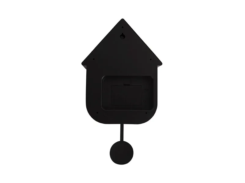 Karlsson Modern Cuckoo KA5768BK Wanduhr Schwarz • Kuckucksgeräusch stündlich • Schwingendes Pendel