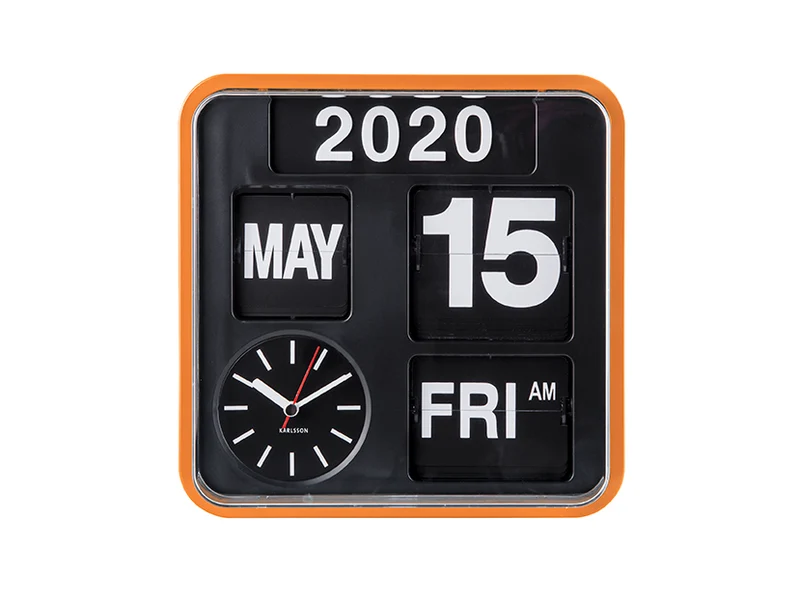 Karlsson Mini Flip KA5364OR Wanduhr Orange • Klappzahlen-Anzeige • Retro Bahnhofsuhr-Design