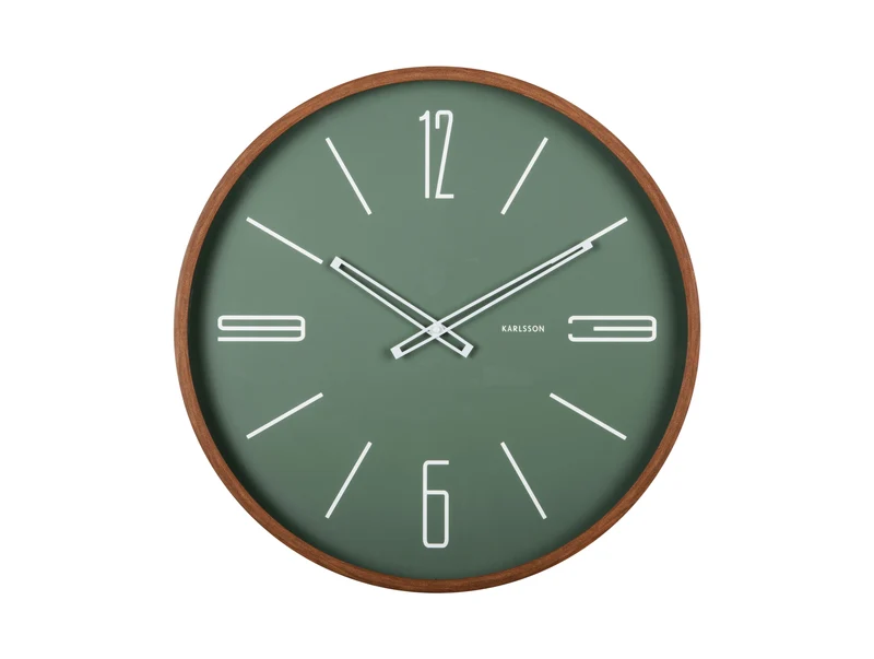 Karlsson Marcado Large KA6089GR Wanduhr Dschungelgrün • Geräuschloses Sweep-Uhrwerk • Großes Designformat