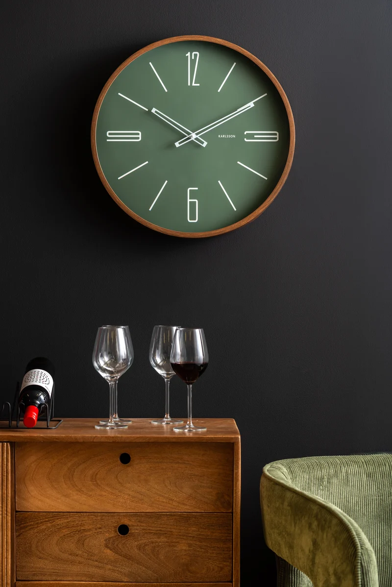 Karlsson Marcado Large KA6089GR Wanduhr Dschungelgrün • Geräuschloses Sweep-Uhrwerk • Großes Designformat