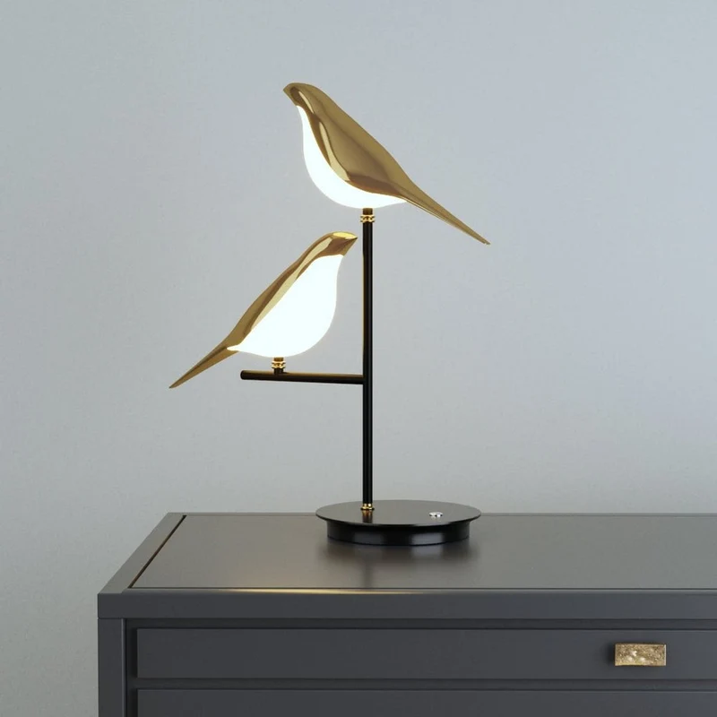 Gouden Vogel Tafellamp LED Scandinavisch Design Warm Wit Sfeerverlichting Woonkamer Slaapkamer Decoratief | Sansoti