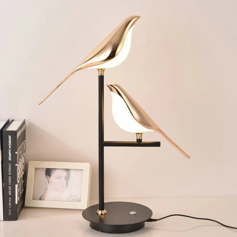 Gouden Vogel Tafellamp LED Scandinavisch Design Warm Wit Sfeerverlichting Woonkamer Slaapkamer Decoratief | Sansoti