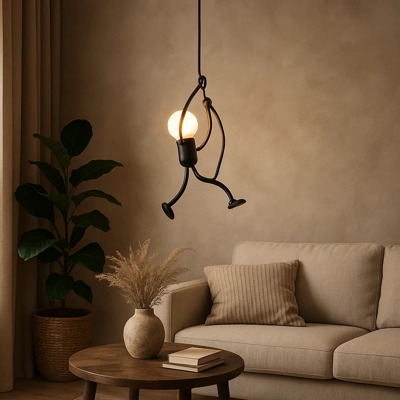 Unieke Wandlamp Klimmende Man — Industrieel Design Sculptuur — Scandinavische Wand Verlichting | Sansoti