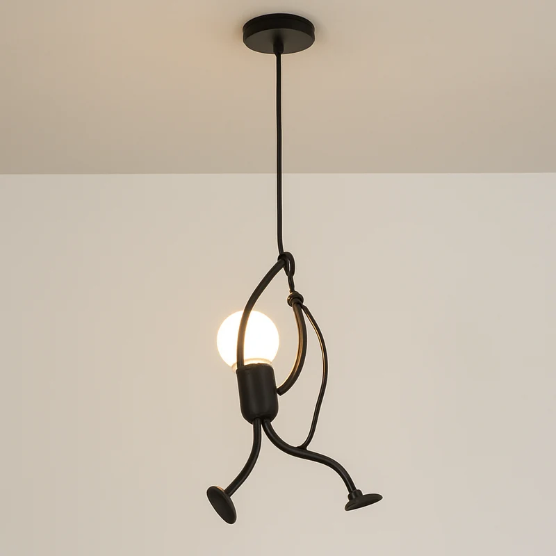 Unieke Wandlamp Klimmende Man — Industrieel Design Sculptuur — Scandinavische Wand Verlichting | Sansoti