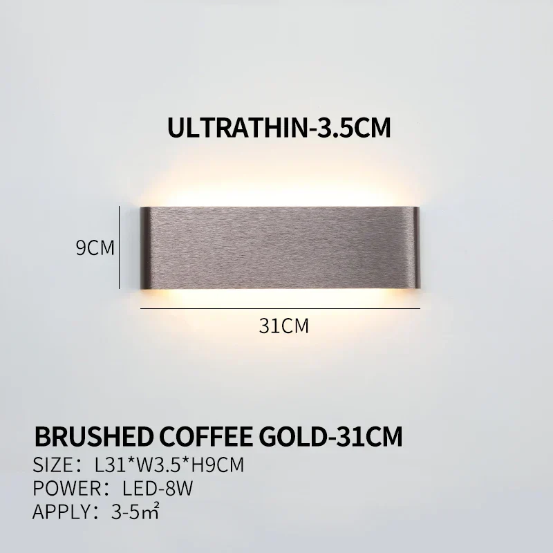Ultra-dunne design wandlamp APHRODITE — moderne aluminium LED-wandverlichting met acryl kap | Sansoti