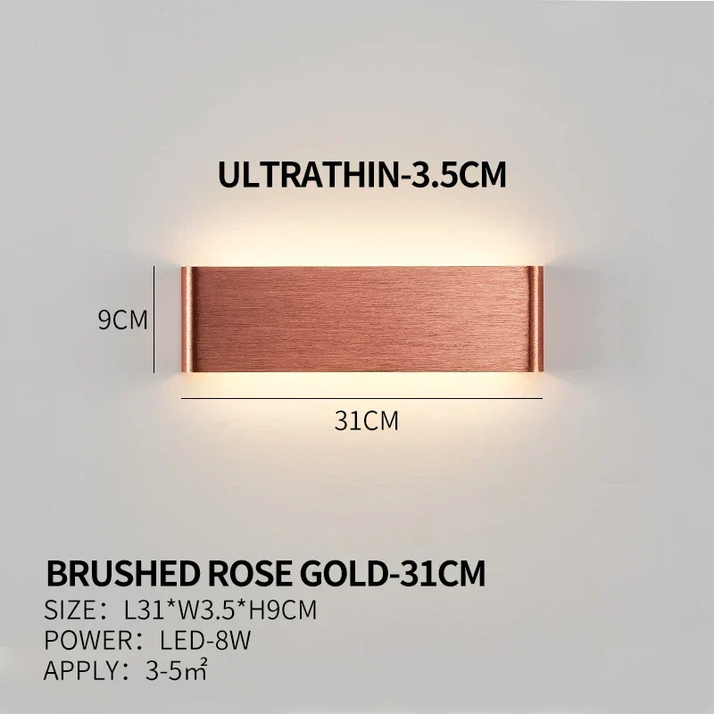 Ultra-dunne design wandlamp APHRODITE — moderne aluminium LED-wandverlichting met acryl kap | Sansoti