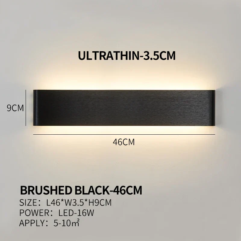 Ultra-dunne design wandlamp APHRODITE — moderne aluminium LED-wandverlichting met acryl kap | Sansoti