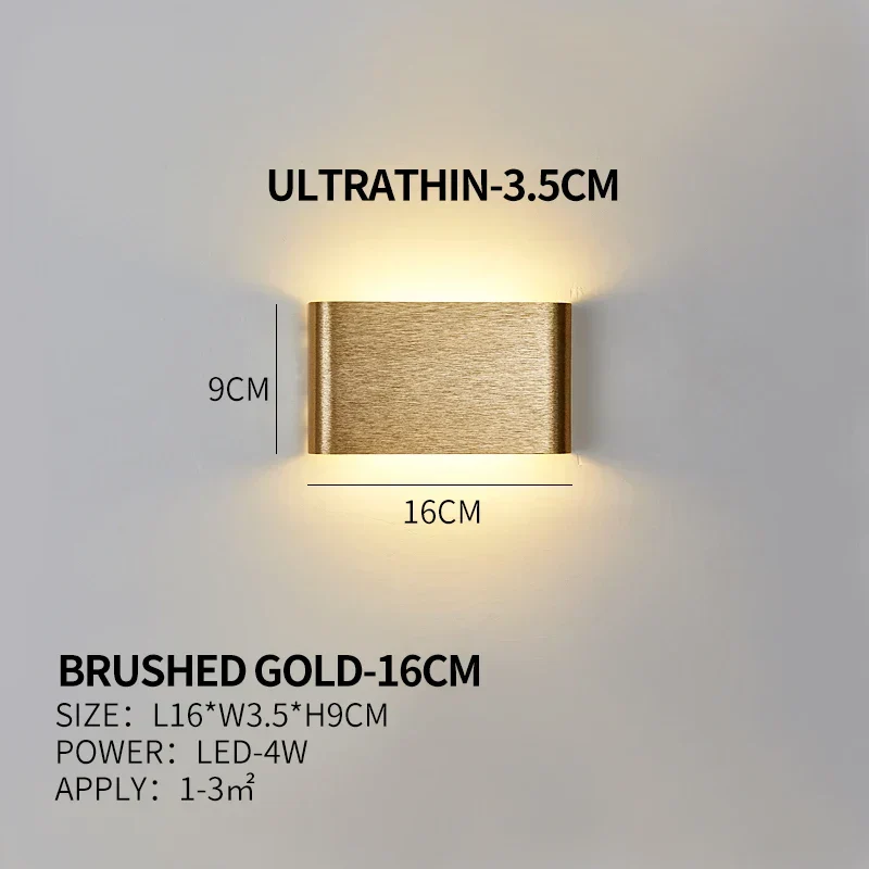 Ultra-dunne design wandlamp APHRODITE — moderne aluminium LED-wandverlichting met acryl kap | Sansoti