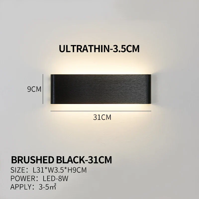 Ultra-dunne design wandlamp APHRODITE — moderne aluminium LED-wandverlichting met acryl kap | Sansoti