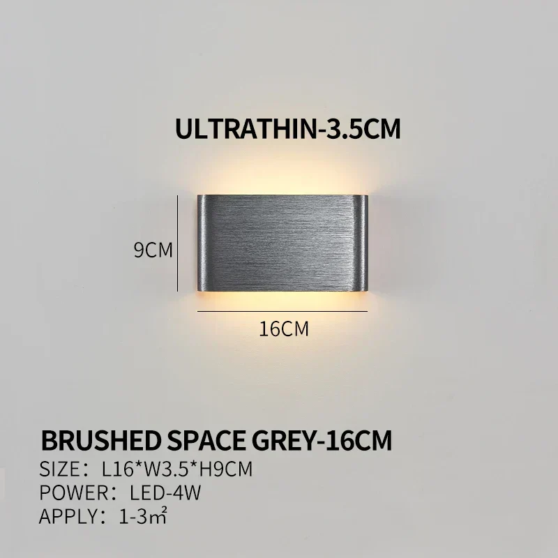 Ultra-dunne design wandlamp APHRODITE — moderne aluminium LED-wandverlichting met acryl kap | Sansoti