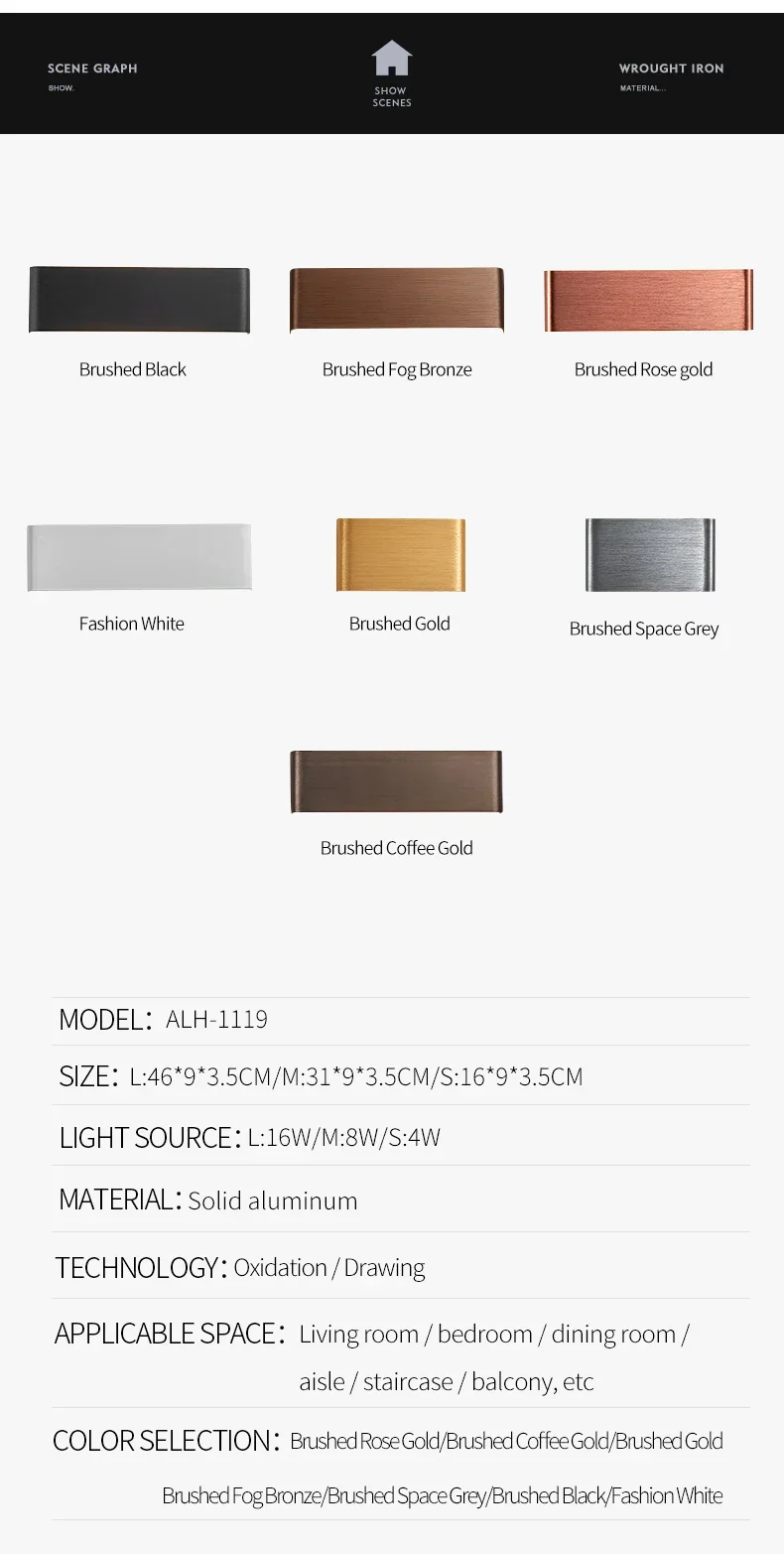 Ultra-dunne design wandlamp APHRODITE — moderne aluminium LED-wandverlichting met acryl kap | Sansoti