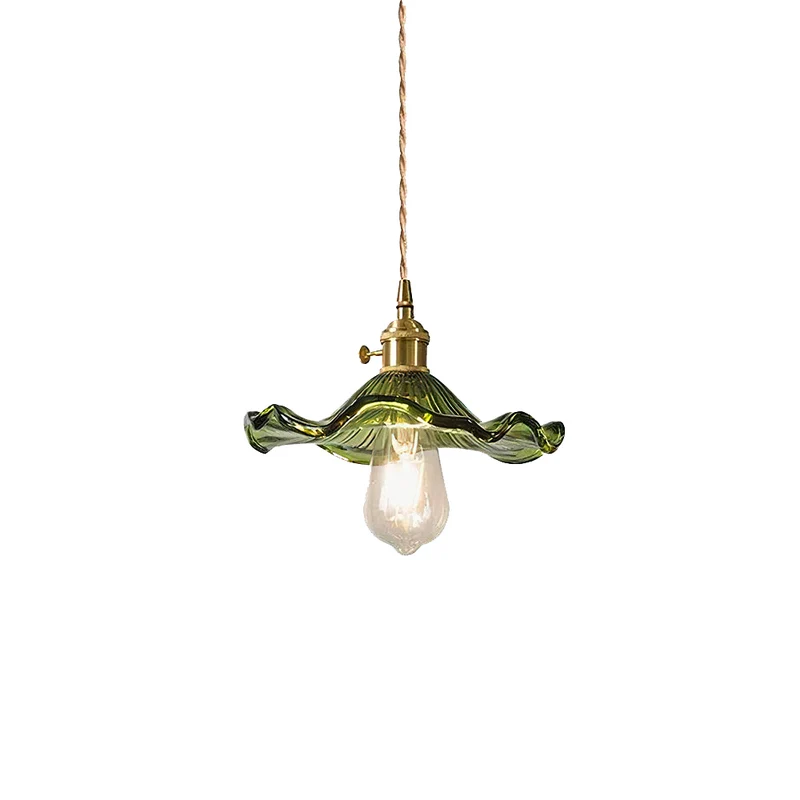 Selene Glazen Hanglamp – Hibiscusbloem Design Messing Glas – Hangende Verlichting Eetkamer Woonkamer Slaapkamer – E27 Fitting 23-33cm | Sansoti