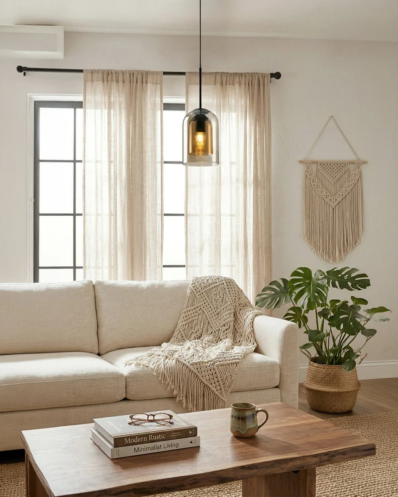 Glazen Hanglamp Ginza met Gebogen Vorm en Zachte Sfeerverlichting Warm Wit – E27 Fitting Inclusief Dimbare Compatibiliteit | Sansoti