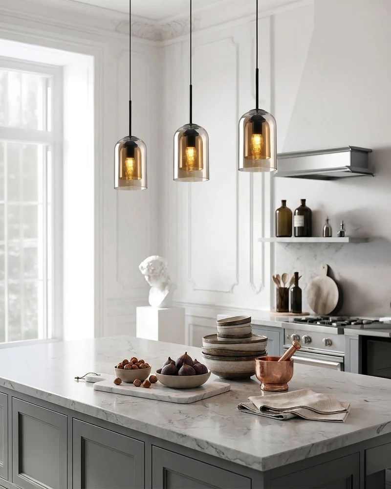 Glazen Hanglamp Ginza met Gebogen Vorm en Zachte Sfeerverlichting Warm Wit – E27 Fitting Inclusief Dimbare Compatibiliteit | Sansoti