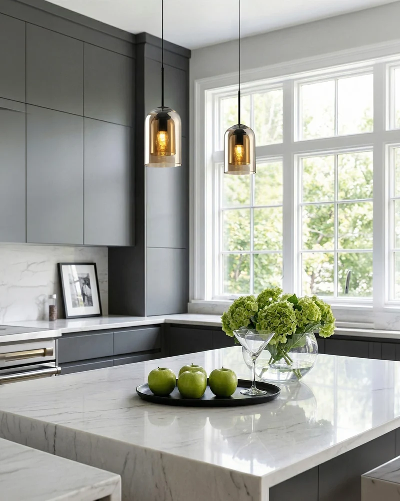 Glazen Hanglamp Ginza met Gebogen Vorm en Zachte Sfeerverlichting Warm Wit – E27 Fitting Inclusief Dimbare Compatibiliteit | Sansoti