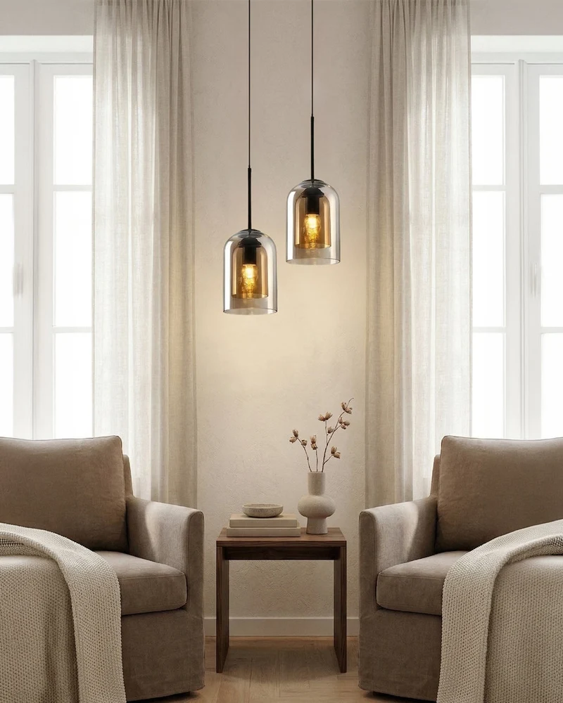Glazen Hanglamp Ginza met Gebogen Vorm en Zachte Sfeerverlichting Warm Wit – E27 Fitting Inclusief Dimbare Compatibiliteit | Sansoti