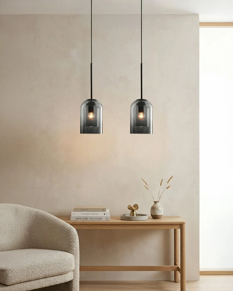Glazen Hanglamp Ginza met Gebogen Vorm en Zachte Sfeerverlichting Warm Wit – E27 Fitting Inclusief Dimbare Compatibiliteit | Sansoti