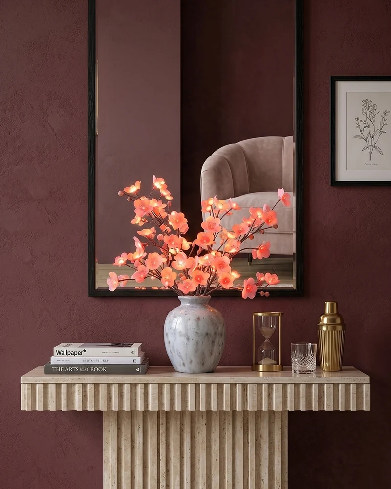 Decoratieve LED Verlichtingstak met Natuurlijke Bloesemvorm 70cm – Flexibele Sfeerverlichting voor Vazen en Schoorsteenmantels | Sansoti