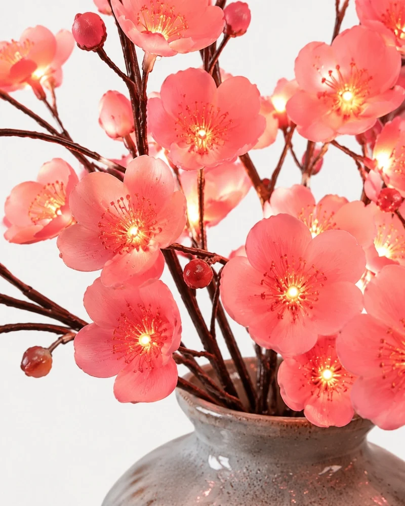 Decoratieve LED Verlichtingstak met Natuurlijke Bloesemvorm 70cm – Flexibele Sfeerverlichting voor Vazen en Schoorsteenmantels | Sansoti