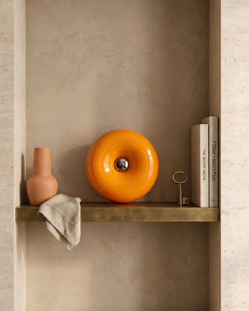 NARA Sculptural Donut Lamp met 3 Kleurtemperaturen – Dimbare Glazen Tafellamp Bauhaus Design Touch Control Wandmonteerbaar Ambient Lighting | Sansoti