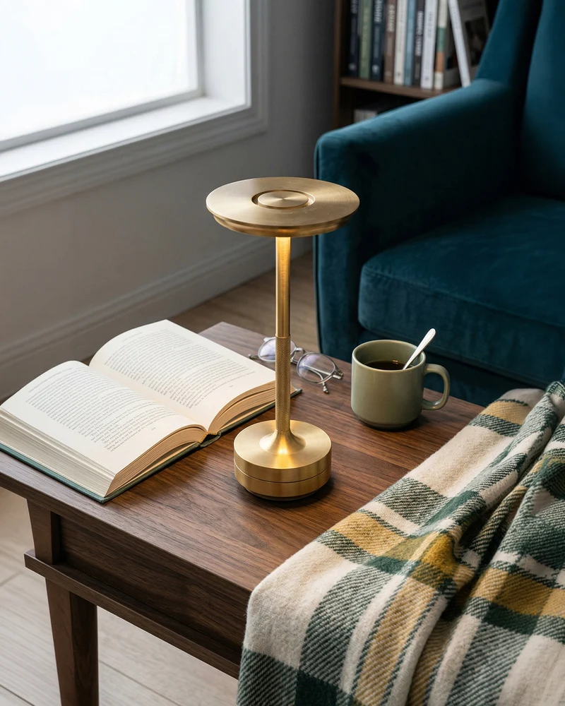 Oplaadbare LED Tafellamp met Dimfunctie Cilindervorm Metaal Draadloze Sfeerlamp | Sansoti