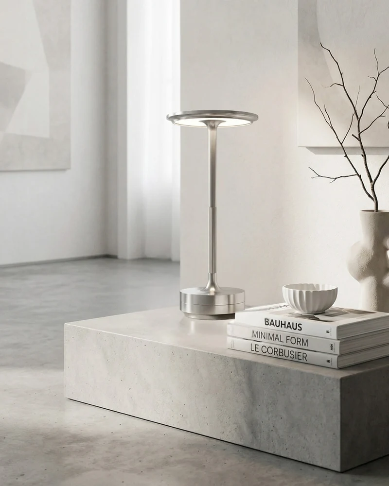 Oplaadbare LED Tafellamp met Dimfunctie Cilindervorm Metaal Draadloze Sfeerlamp | Sansoti