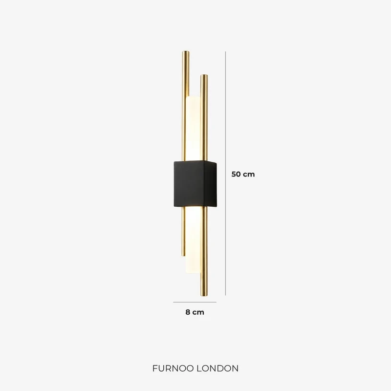 Scandinavische Minimalistische Wandlamp – Modern Verticaal Design met Gerichte LED-Verlichting – Zwart Goud | Sansoti