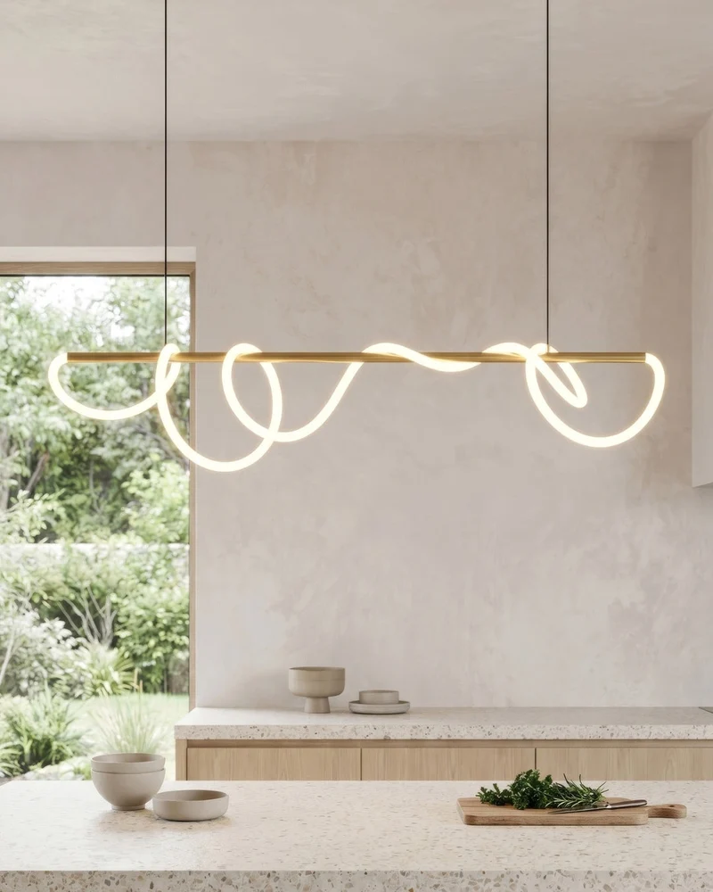 LED-design hanglamp met metalen koordstructuur zwart satijn 100 cm dimbaar warm wit modern interieur eetkamer keukeneiland | Sansoti
