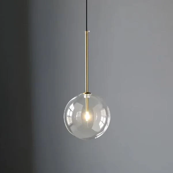 Glazen Hanglamp Bol Messing Chroom Zwart Modern Design Warm Wit 3000K 15cm 20cm 25cm Plafondverlichting Eetkamer | Sansoti