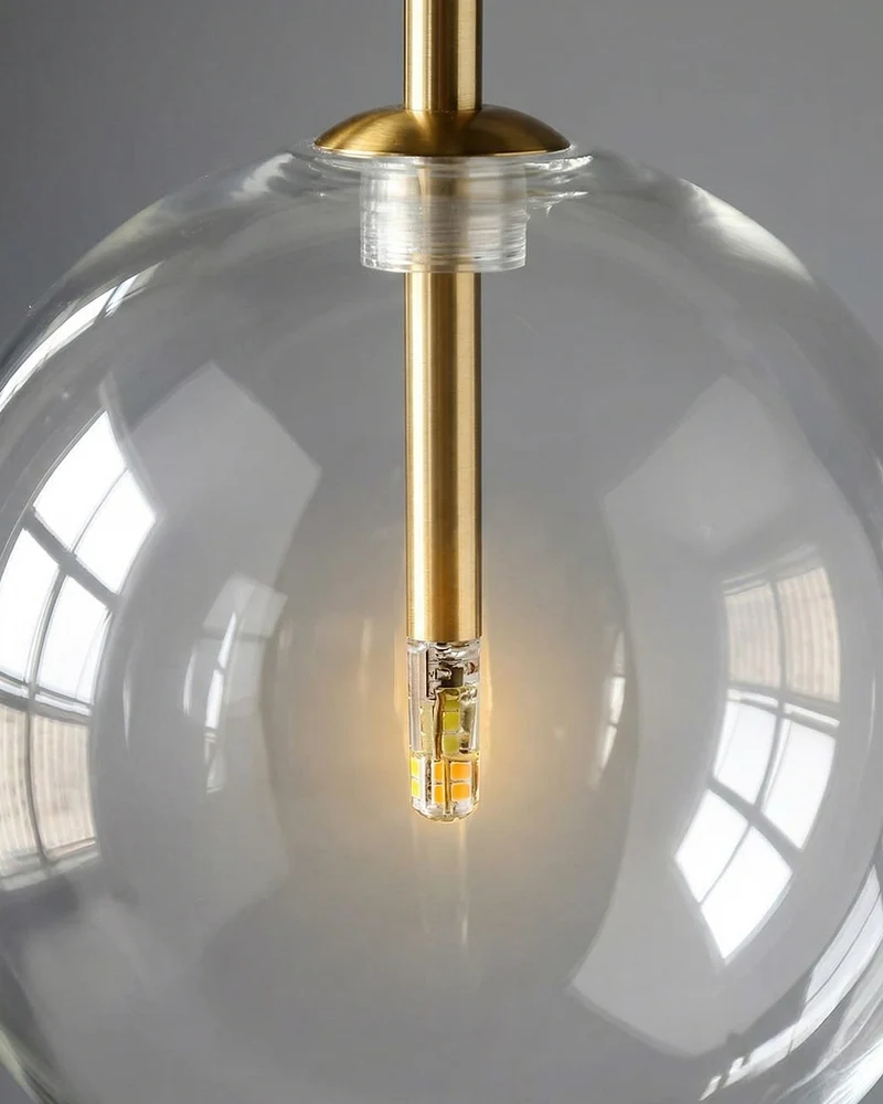 Glazen Hanglamp Bol Messing Chroom Zwart Modern Design Warm Wit 3000K 15cm 20cm 25cm Plafondverlichting Eetkamer | Sansoti
