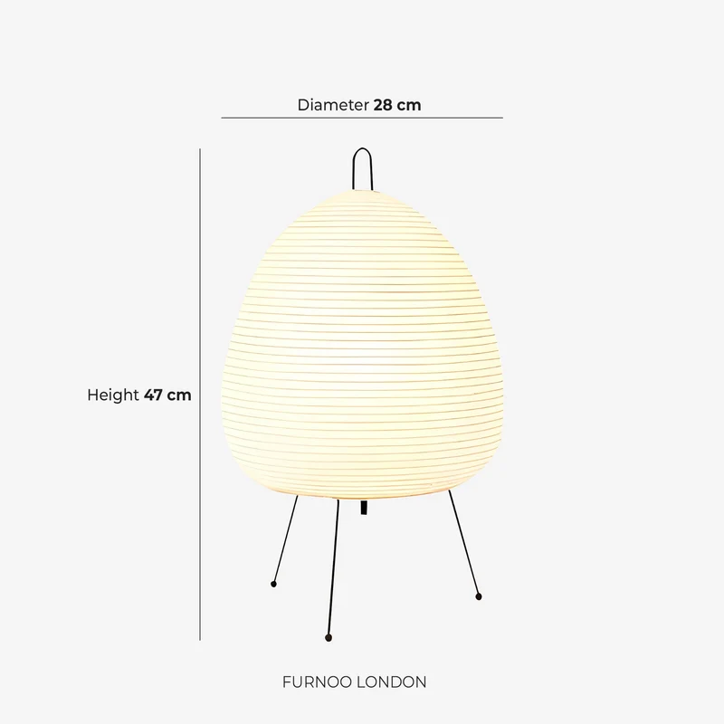 Japanse Tafellamp Sakura met Rijstpapier & Driepoot – Minimalistisch Design Warm Wit Licht – Ø28cm H48cm | Sansoti