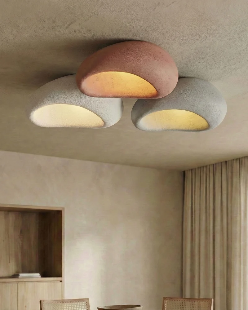 Plafondlamp Wabi Sabi Geïnspireerd – Metalen Lamp met Warme Verlichting – Voor Woonkamer Slaapkamer Eetkamer | Sansoti
