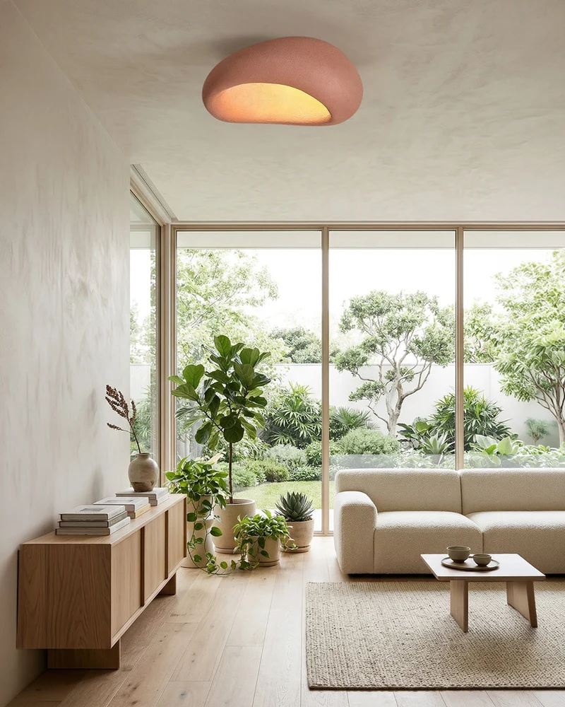 Plafondlamp Wabi Sabi Geïnspireerd – Metalen Lamp met Warme Verlichting – Voor Woonkamer Slaapkamer Eetkamer | Sansoti
