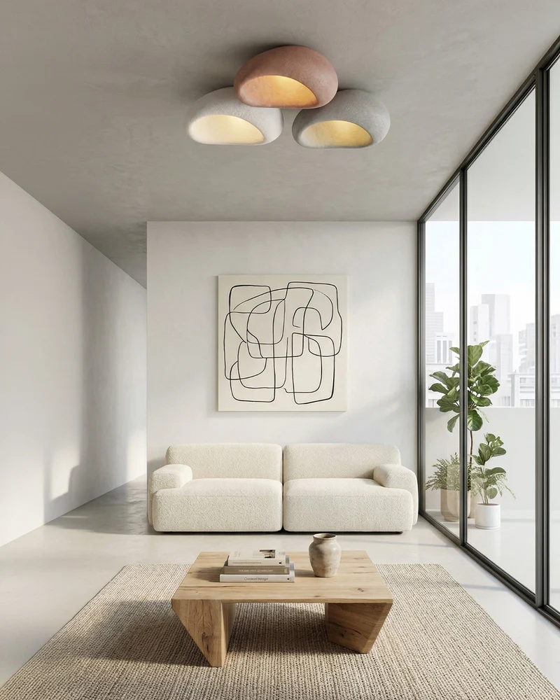 Plafondlamp Wabi Sabi Geïnspireerd – Metalen Lamp met Warme Verlichting – Voor Woonkamer Slaapkamer Eetkamer | Sansoti