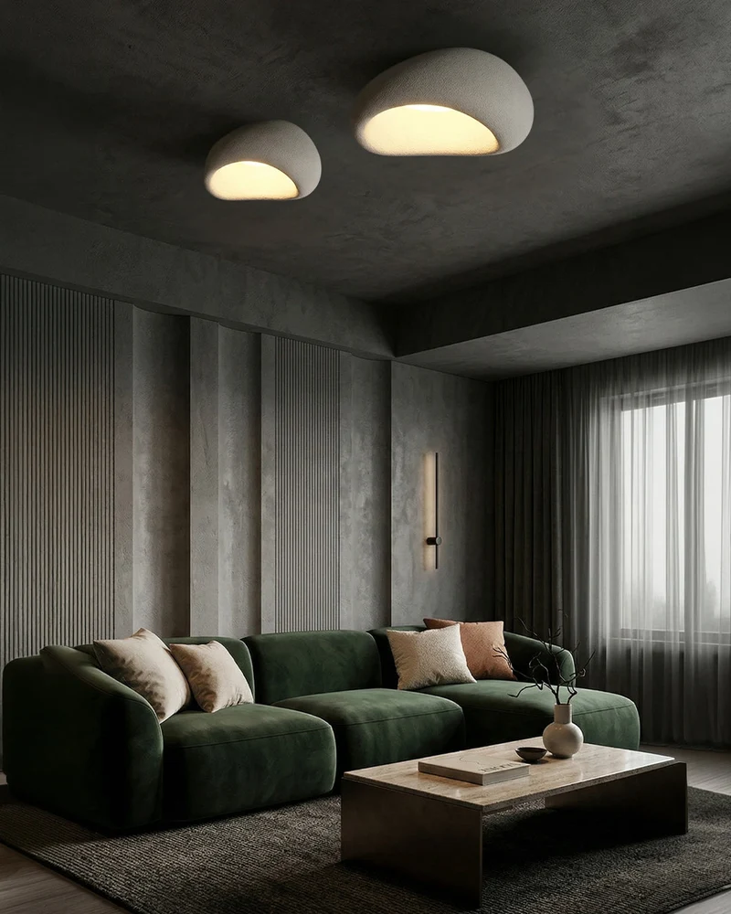 Plafondlamp Wabi Sabi Geïnspireerd – Metalen Lamp met Warme Verlichting – Voor Woonkamer Slaapkamer Eetkamer | Sansoti