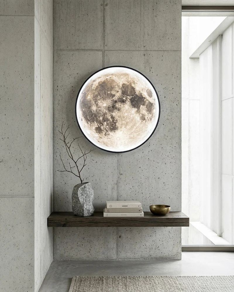 Maan Wandlamp – Textuurbol met Sfeerverlichting in 6 Maten | Sansoti