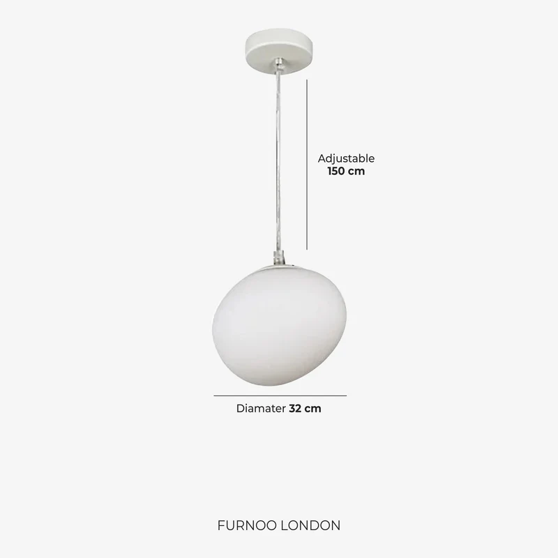 Glazen Hanglamp Melkwit Mondgeblazen – Modern Minimalistisch Design met Zacht Licht voor Eetkamer en Woonkamer – 3 Maten Beschikbaar – Warm Wit 3000K | Sansoti