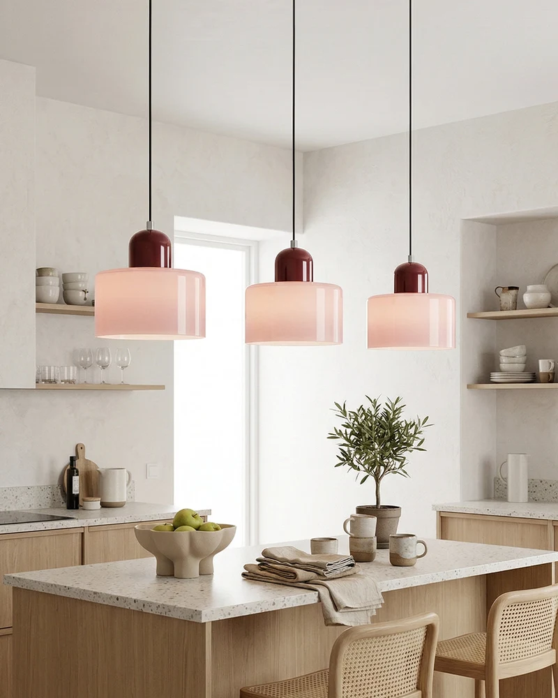 KORA Glazen Hanglamp | Bauhaus-Design Geometrisch Licht | Verstelbaar | E27 | Scandinavisch Interieur Verlichting | Sansoti