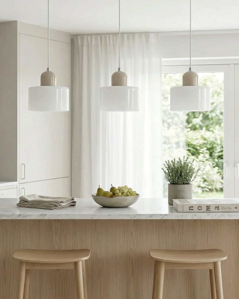 KORA Glazen Hanglamp | Bauhaus-Design Geometrisch Licht | Verstelbaar | E27 | Scandinavisch Interieur Verlichting | Sansoti