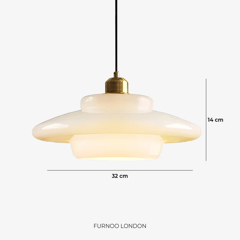 TINA Hanglamp – Mid-Century Melkwit Glas met Geborsteld Messing | Moderne Eetkamer & Keukenverlichting | Verstelbaar | E27 Fitting | Sansoti