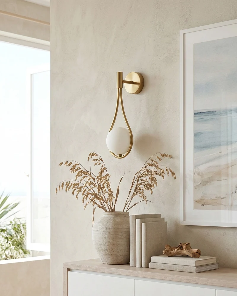 Nordische Wandlamp met Glazen Bol — Minimalistische Verlichting voor Scandinavische Interieurs | Sansoti