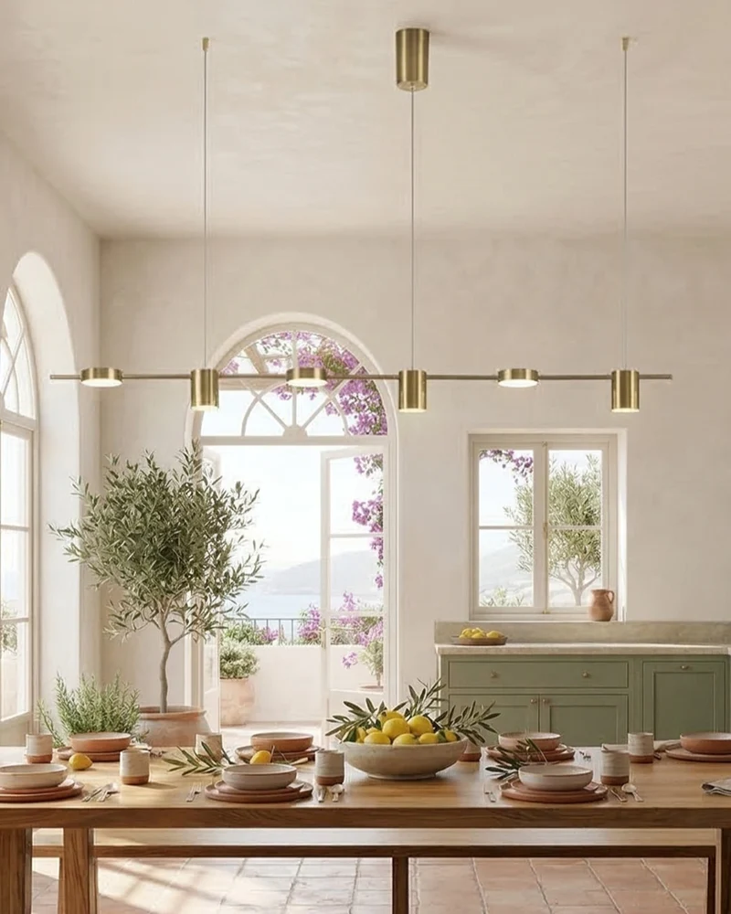 Lineaire LED Hanglamp Helios – Moderne Verlichting met Metaal en Acryl voor Eetkamer en Woonkamer | Sansoti