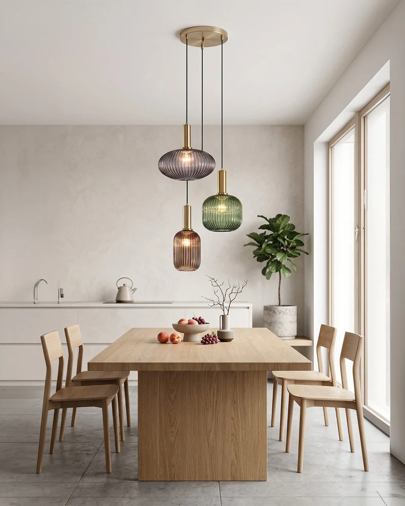 CLYDE Moderne Hanglamp met Gekleurde Glazen Kap – Scandinavisch Design voor Woonkamer & Eetkamer – E27 Fitting | Sansoti