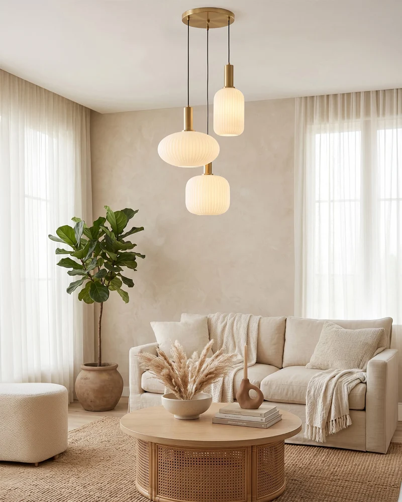 CLYDE Moderne Hanglamp met Gekleurde Glazen Kap – Scandinavisch Design voor Woonkamer & Eetkamer – E27 Fitting | Sansoti