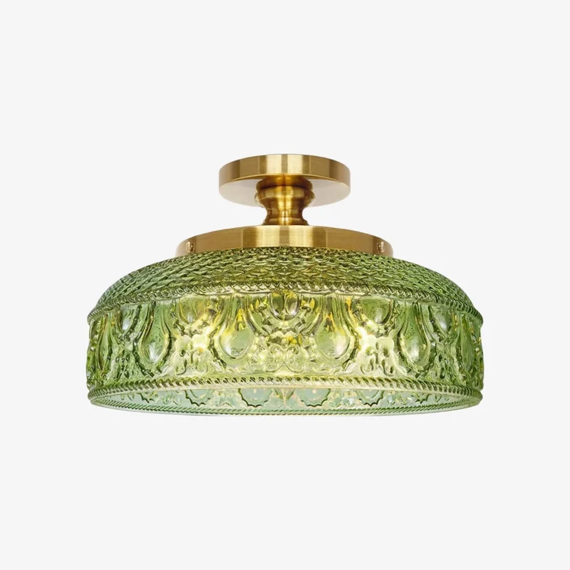 Geribbelde Glazen Plafondlamp met Metalen Armatuur – Minimalistische Verlichting voor Slaapkamer en Gang | Sansoti
