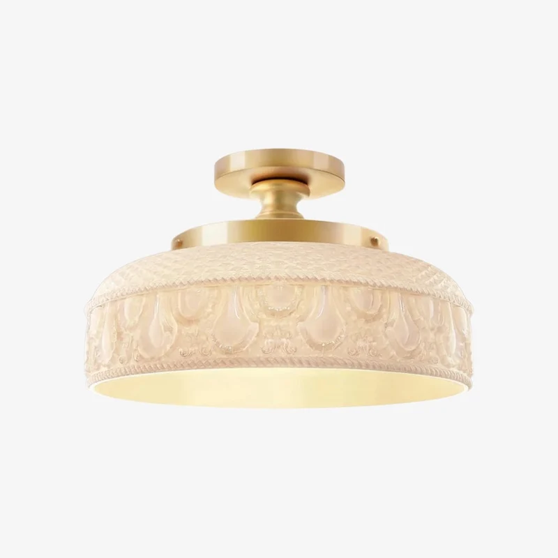 Geribbelde Glazen Plafondlamp met Metalen Armatuur – Minimalistische Verlichting voor Slaapkamer en Gang | Sansoti