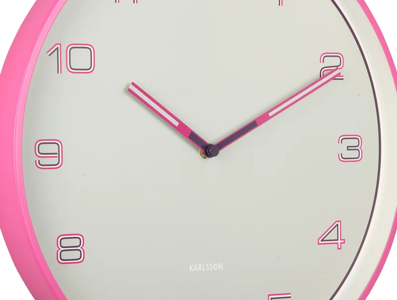 Karlsson Lined Numbers KA6013BP Wanduhr Pink • Geräuschloses Sweep-Uhrwerk • Designerduo Boxtel & Buijs