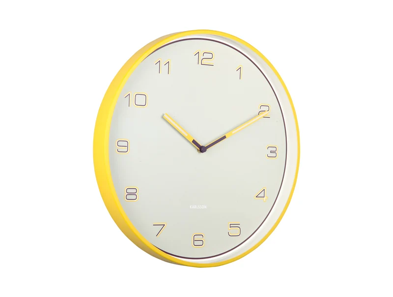 Karlsson Lined Numbers KA6013BY Wanduhr Hellgelb • Geräuschloses Sweep-Uhrwerk • Designer Duo Boxtel & Buijs