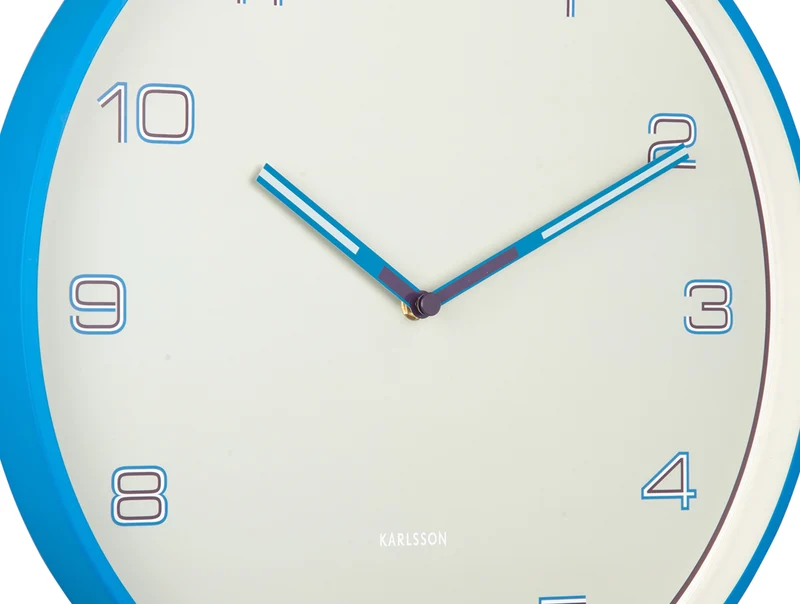 Karlsson Lined Numbers KA6013BB Wanduhr Hellblau • Geräuschloses Sweep-Uhrwerk • Designer Duo Boxtel & Buijs
