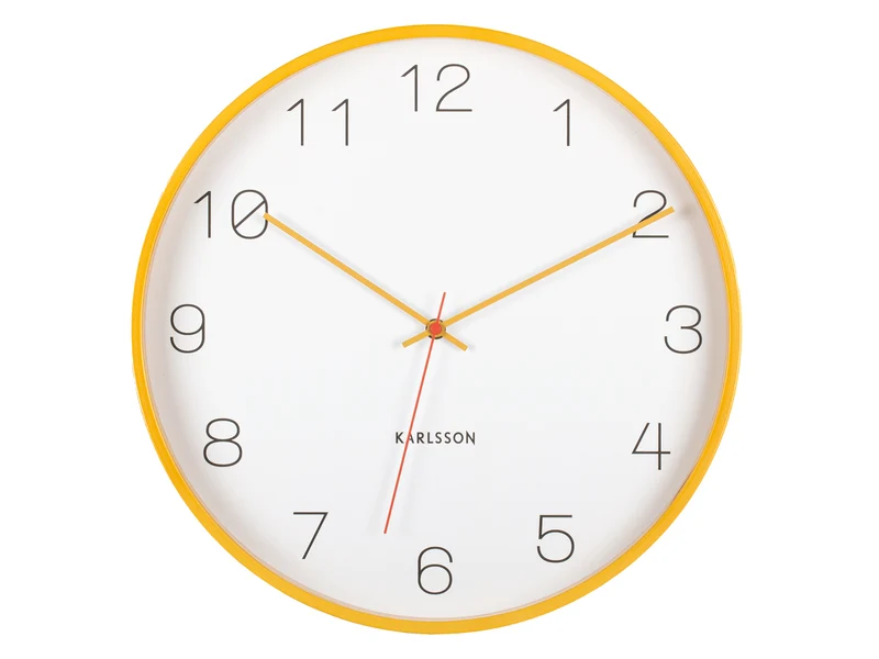 Karlsson Joy KA5926YE Wanduhr Ockergelb • Geräuschloses Sweep-Uhrwerk • Birkenholz-Design